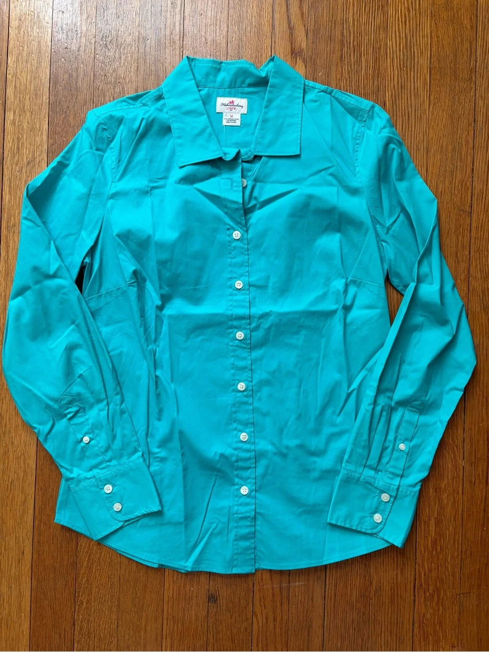 J.Crew Haberdashery Bright Teal Stretch Classic Women's Button-Up Shirt, M, NWT